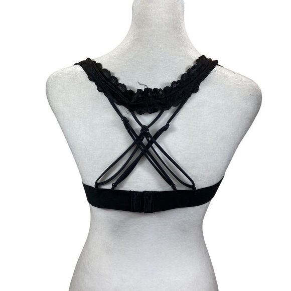 Victoria’s Secret PINK Black Lace Bralette with Multi‎ Strap Back Size Medium - Picture 6 of 12